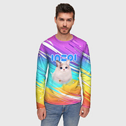 Лонгслив мужской Inzoi кошечка на радужном фоне, цвет: 3D-принт — фото 2