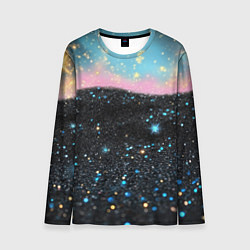 Мужской лонгслив Блестящая текстура на черном