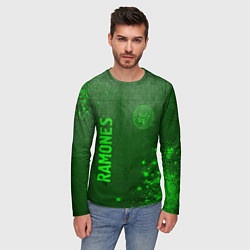 Лонгслив мужской Ramones - green gradient вертикально, цвет: 3D-принт — фото 2