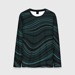 Мужской лонгслив Тёмный синий волнистые полосы
