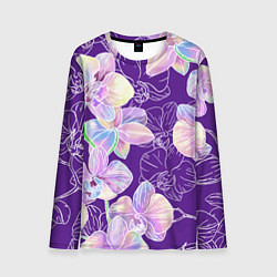 Лонгслив мужской Японские акварельные орхидеи, цвет: 3D-принт
