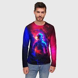 Лонгслив мужской Космонавт в пламени, цвет: 3D-принт — фото 2