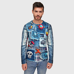 Лонгслив мужской Пиксельный космос, цвет: 3D-принт — фото 2