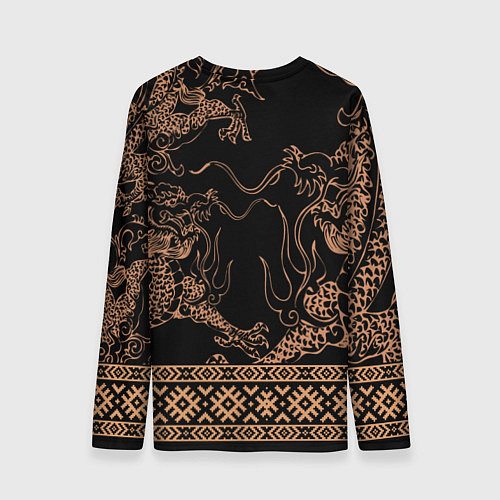 Мужской лонгслив Золотой дракон с узорами славянскими / 3D-принт – фото 2