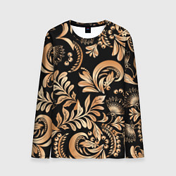 Лонгслив мужской Русский этнический узор с позолотой, цвет: 3D-принт