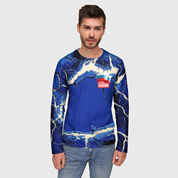 Лонгслив мужской Russia blue abstract, цвет: 3D-принт — фото 2