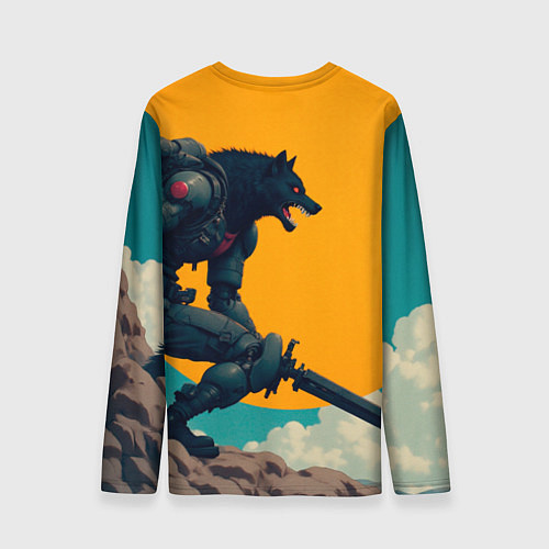 Мужской лонгслив Киберчеловек-волк / 3D-принт – фото 2