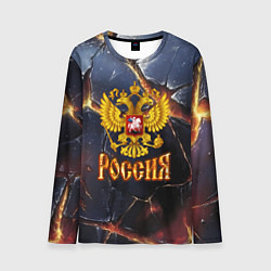 Мужской лонгслив Золотой герб России и текстура с плитами