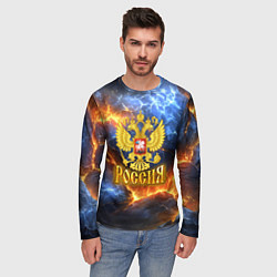 Лонгслив мужской Россия герб и огонь, цвет: 3D-принт — фото 2