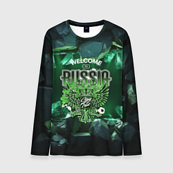 Лонгслив мужской Russia - зеленые кристаллы, цвет: 3D-принт
