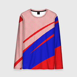 Лонгслив мужской Красно-синий текстурный с полосами, цвет: 3D-принт