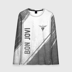 Лонгслив мужской Bon Jovi - white gradient вертикально, цвет: 3D-принт