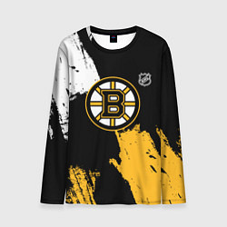 Лонгслив мужской Бостон Брюинз - разлитая краска, цвет: 3D-принт