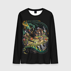 Лонгслив мужской Зеленый дракон оплота - Герои Меча и Магии 3, цвет: 3D-принт