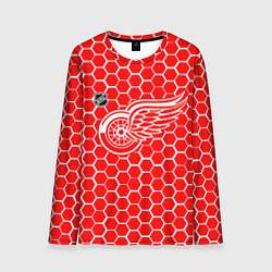 Лонгслив мужской Детройт Ред Уингз - красные соты, цвет: 3D-принт