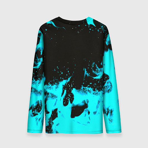 Мужской лонгслив Monster energy голубой огонь / 3D-принт – фото 2