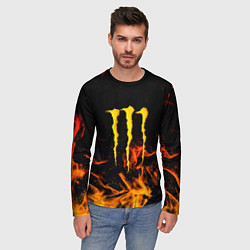 Лонгслив мужской Monster energy orange fire, цвет: 3D-принт — фото 2