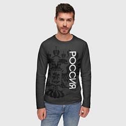 Лонгслив мужской Россия тёмный серый с гербом, цвет: 3D-принт — фото 2