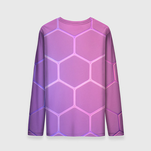 Мужской лонгслив Розовые неоновые соты / 3D-принт – фото 2