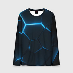 Лонгслив мужской Черные плиты с синим светом, цвет: 3D-принт