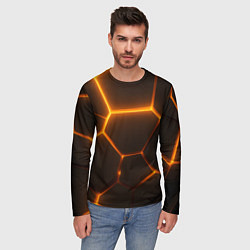 Лонгслив мужской Оранжевое свечение текстура, цвет: 3D-принт — фото 2