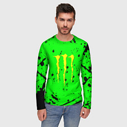 Лонгслив мужской Monster energy кислотные брызги, цвет: 3D-принт — фото 2