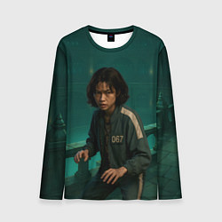 Лонгслив мужской Игра в кальмара - игрок 067 в стойке старта, цвет: 3D-принт