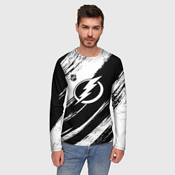 Лонгслив мужской Тампа Бэй Лайтнинг - черная краска, цвет: 3D-принт — фото 2