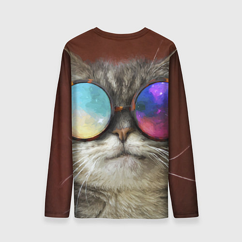 Мужской лонгслив A Cat with multicolored glasses / 3D-принт – фото 2