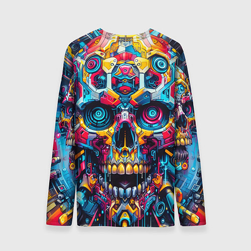 Мужской лонгслив Кибер череп - нейроарт паттерн / 3D-принт – фото 2
