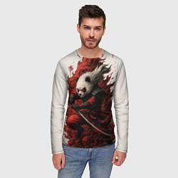 Лонгслив мужской Демоническая панда самурай - нейроарт, цвет: 3D-принт — фото 2