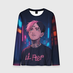 Мужской лонгслив LiL Peep - Неоновый аниме арт