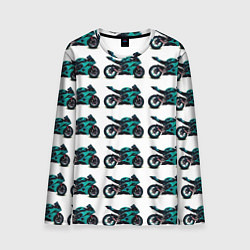 Лонгслив мужской Motorbike light blue, цвет: 3D-принт
