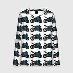 Лонгслив мужской Motorbike blue, цвет: 3D-принт