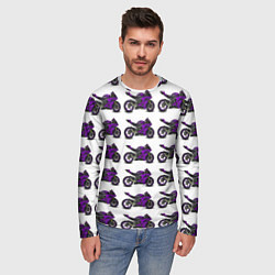 Лонгслив мужской Motorcycle purple, цвет: 3D-принт — фото 2