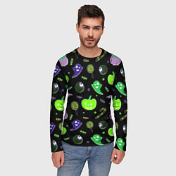 Лонгслив мужской Halloween black pumpkin pattern, цвет: 3D-принт — фото 2