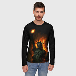 Лонгслив мужской Статуя свободы в огне, цвет: 3D-принт — фото 2