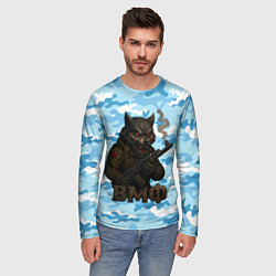 Лонгслив мужской Волк с красными глазами ВМФ, цвет: 3D-принт — фото 2