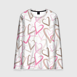 Лонгслив мужской Розовые сердца, цвет: 3D-принт