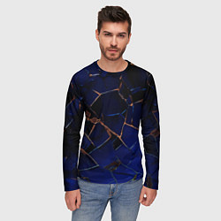Лонгслив мужской Тёмный синий абстракция битые плиты, цвет: 3D-принт — фото 2
