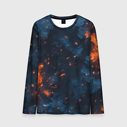 Лонгслив мужской Синий камуфляж с искрами, цвет: 3D-принт