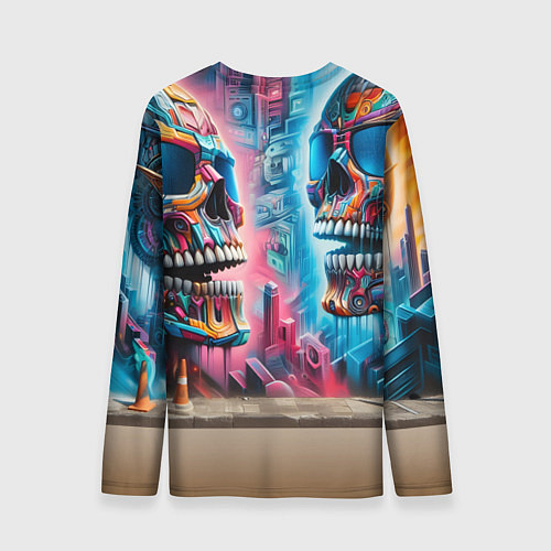 Мужской лонгслив Крокодилёныш крутой скейтбордист - киберпанк / 3D-принт – фото 2