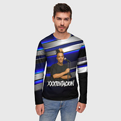 Лонгслив мужской XXXTentacion с микрофоном довольный, цвет: 3D-принт — фото 2