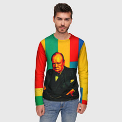 Лонгслив мужской Уинстон Черчилль поп-арт, цвет: 3D-принт — фото 2