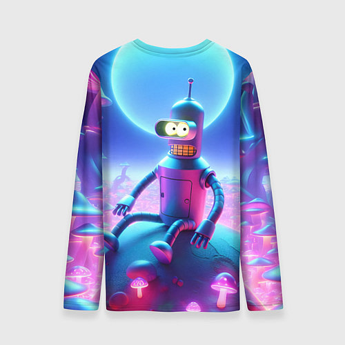 Мужской лонгслив Bender bending robot on the amazing neon mushroom / 3D-принт – фото 2
