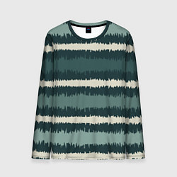 Мужской лонгслив Полосы зигзагообразные зеленые