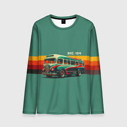 Лонгслив мужской Ретро автобус ЗИС-154 поп-арт, цвет: 3D-принт