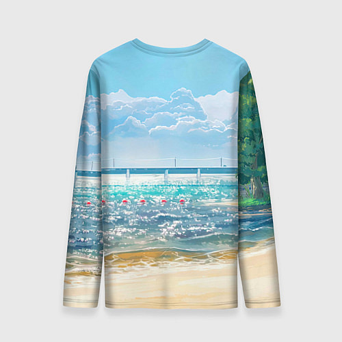 Мужской лонгслив Бегемотик в плавательном круге с уточкой / 3D-принт – фото 2