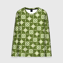 Мужской лонгслив Текстура из ромбов зеленая