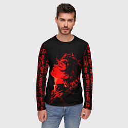 Лонгслив мужской Клинок, рассекающий демонов Танджиро и иероглифы, цвет: 3D-принт — фото 2